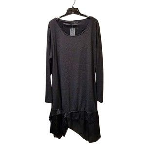 Ice Silk Black Knit Handkerchief Dress 3XL *FLAW*